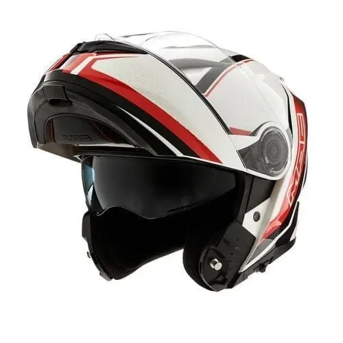 MAC Casco MAC 908 Rock Stroke Blanco / Negro / Rojo Brillo